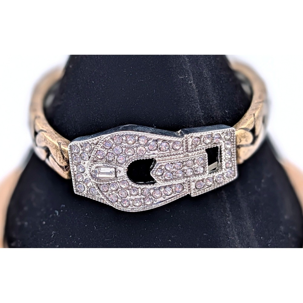 Chloe + Isabel Two Tone Crystal Buckle Stretch Bracelet Gold Silver Pave B191